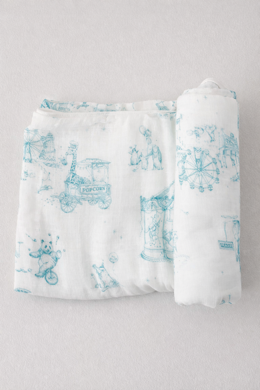 The Gilded Bird 'circus Toile' Bamboo Baby Blanket