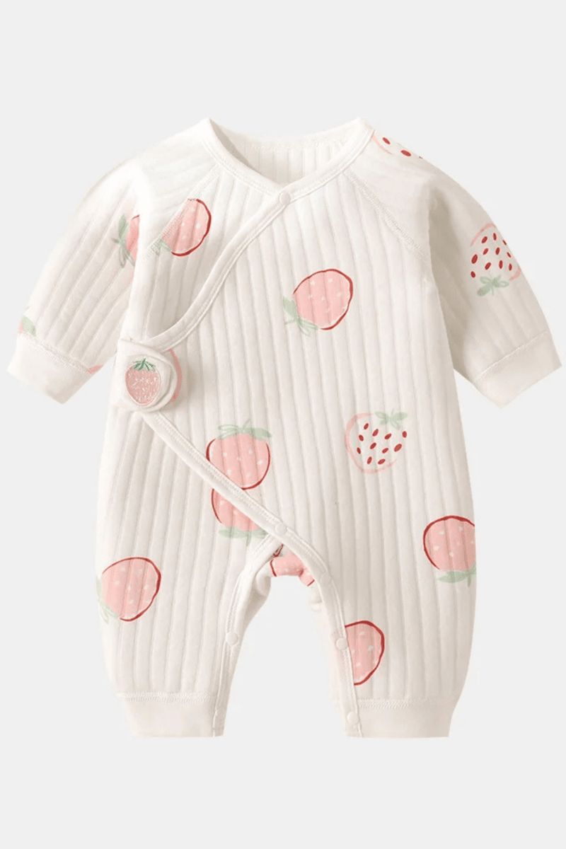 The Strawberry Boucle Wrap Baby Grow Romper - Cozy Crew Club