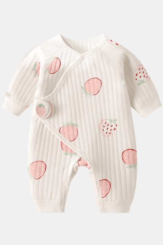 The Strawberry Boucle Wrap Baby Grow Romper - Cozy Crew Club