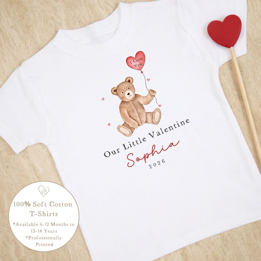 Personalised Valentine's T-Shirt - Bear Heart Balloon Design