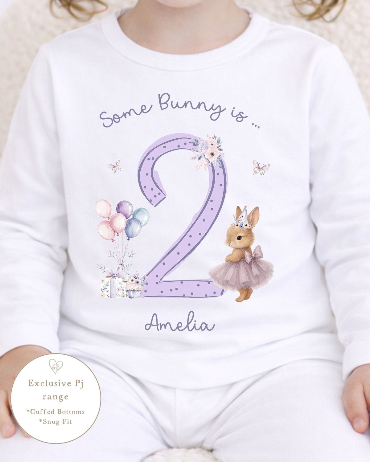 Personalised Plain White Birthday Pyjamas - Some Bunny Design