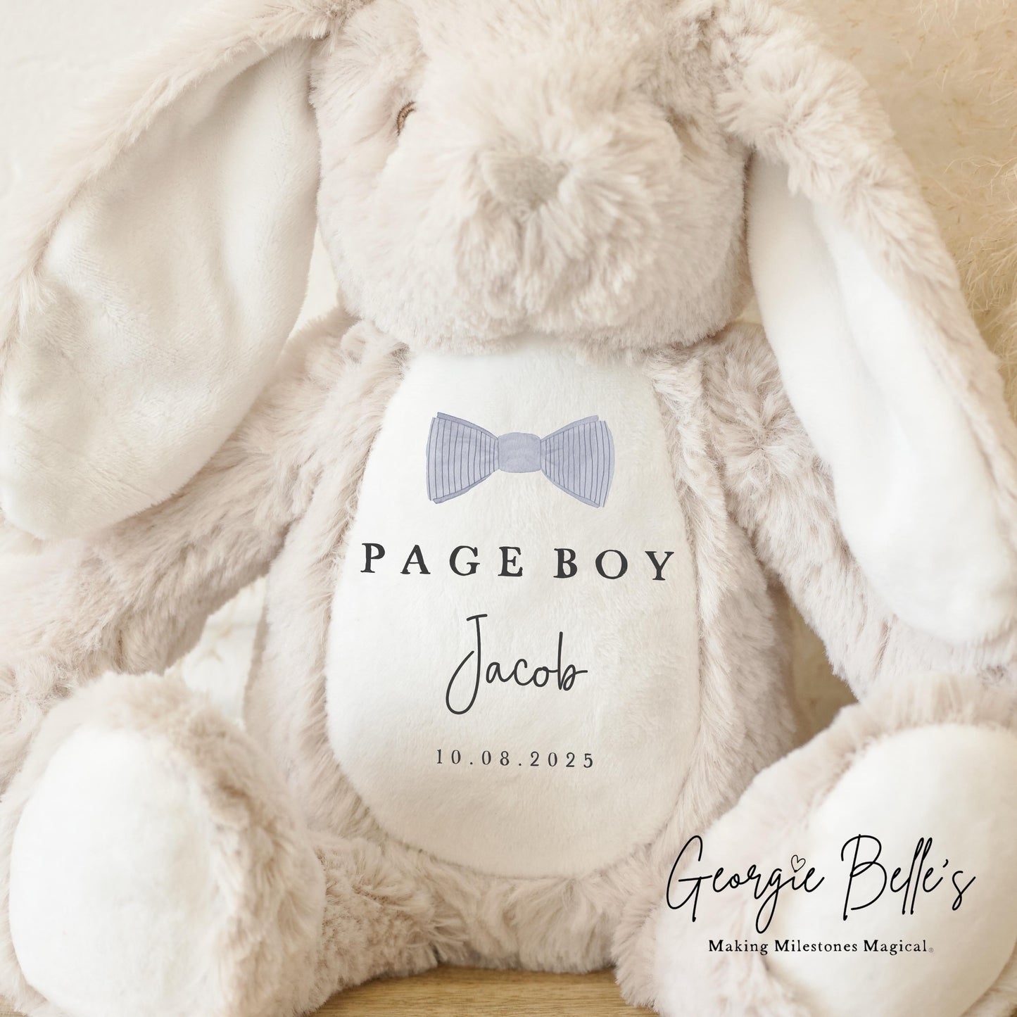 Personalised Page Boy Bunny - Blue  Dicky Bow Design