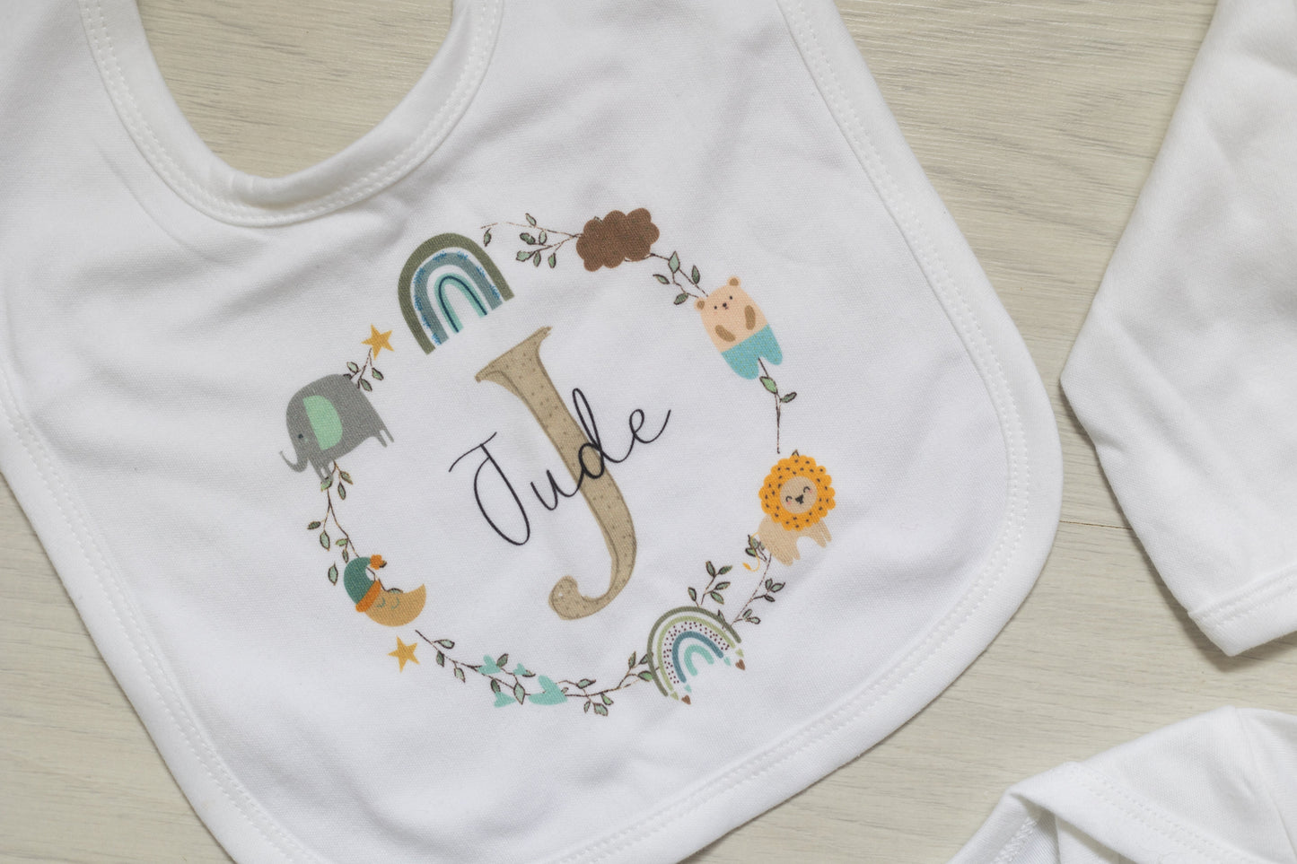 New Baby Gift Set - Blue Jungle Wreath Design