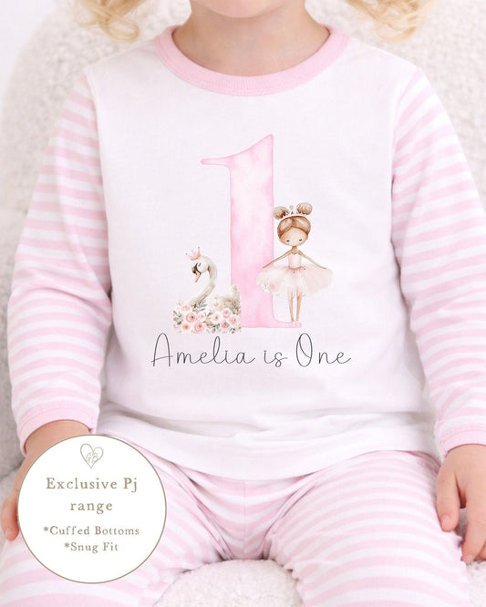 Personalised Stripe Birthday Pyjamas Is One Swan Design