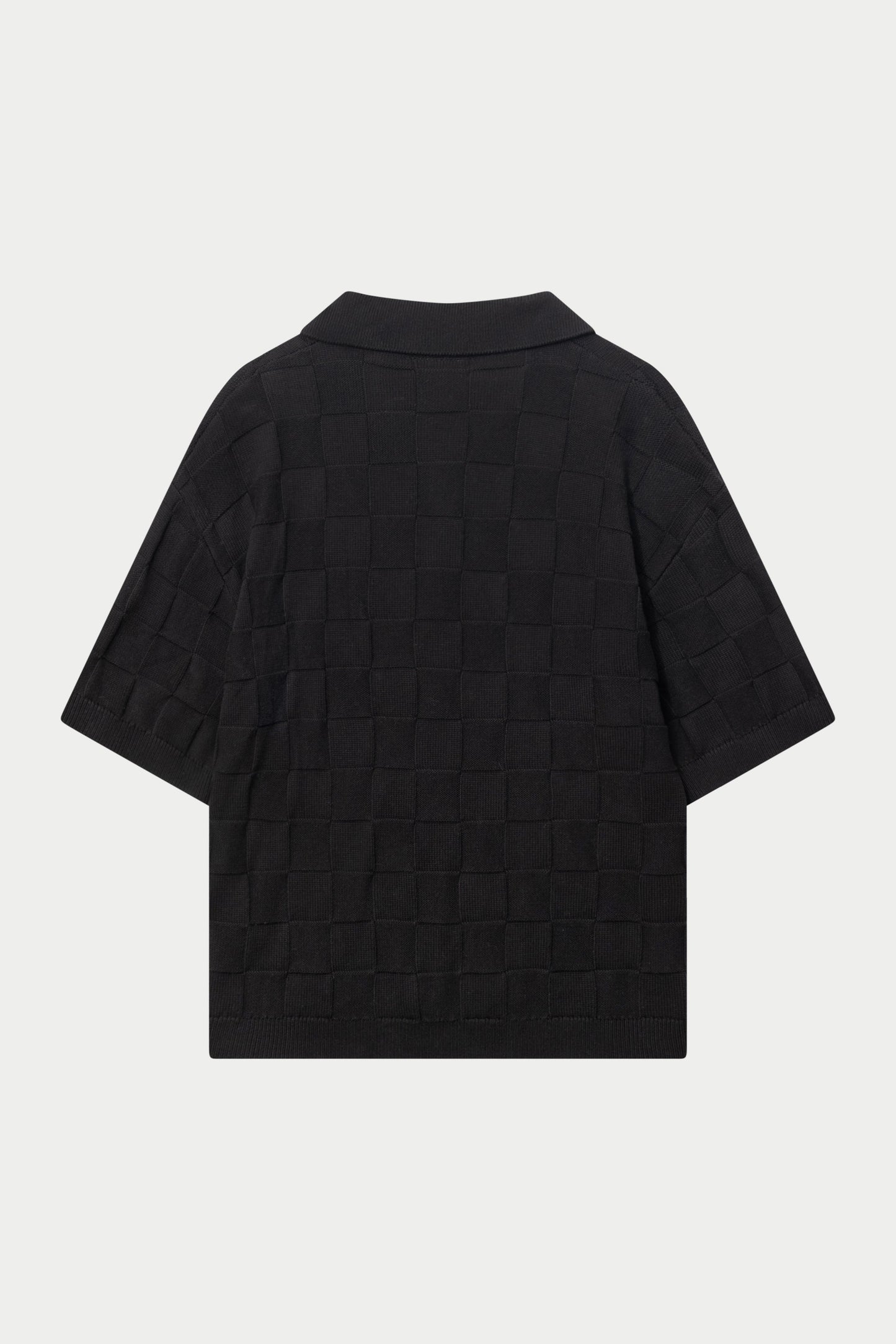 CHECKERBOARD KNITTED SHIRT - BLACK