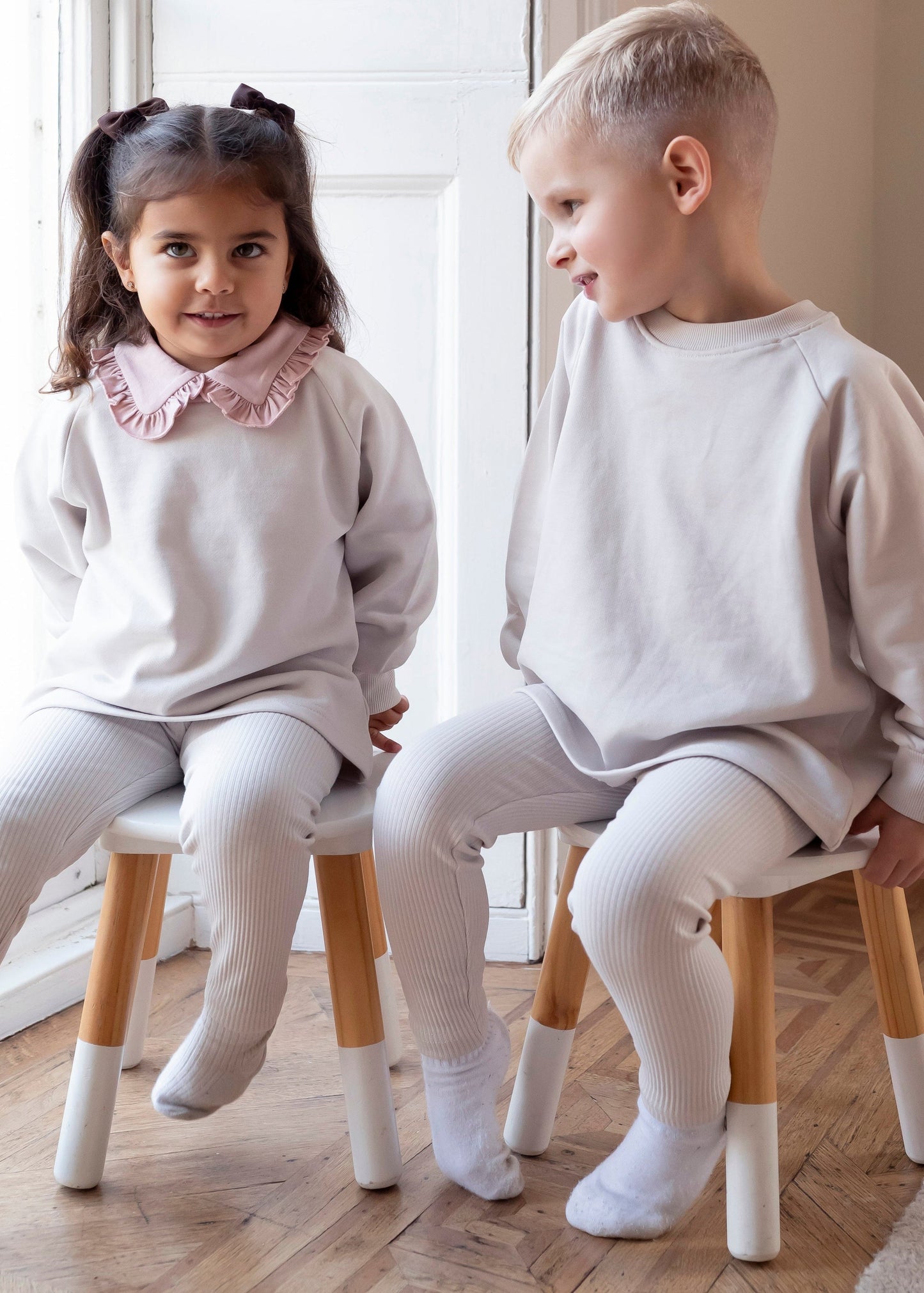 Ribbed Leggings in White