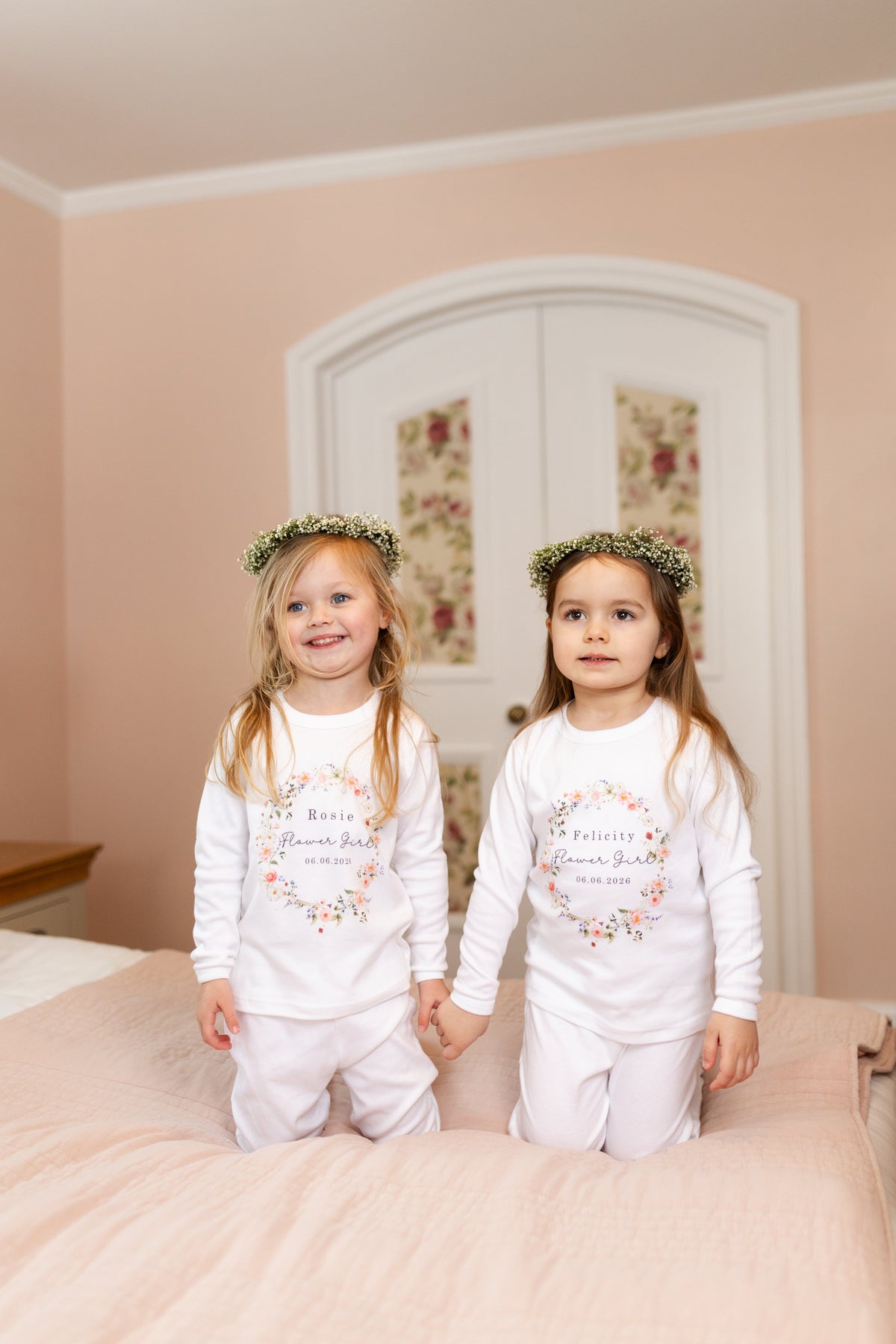 Personalised Flower Girl Pyjamas - Wildflower Wreath Design
