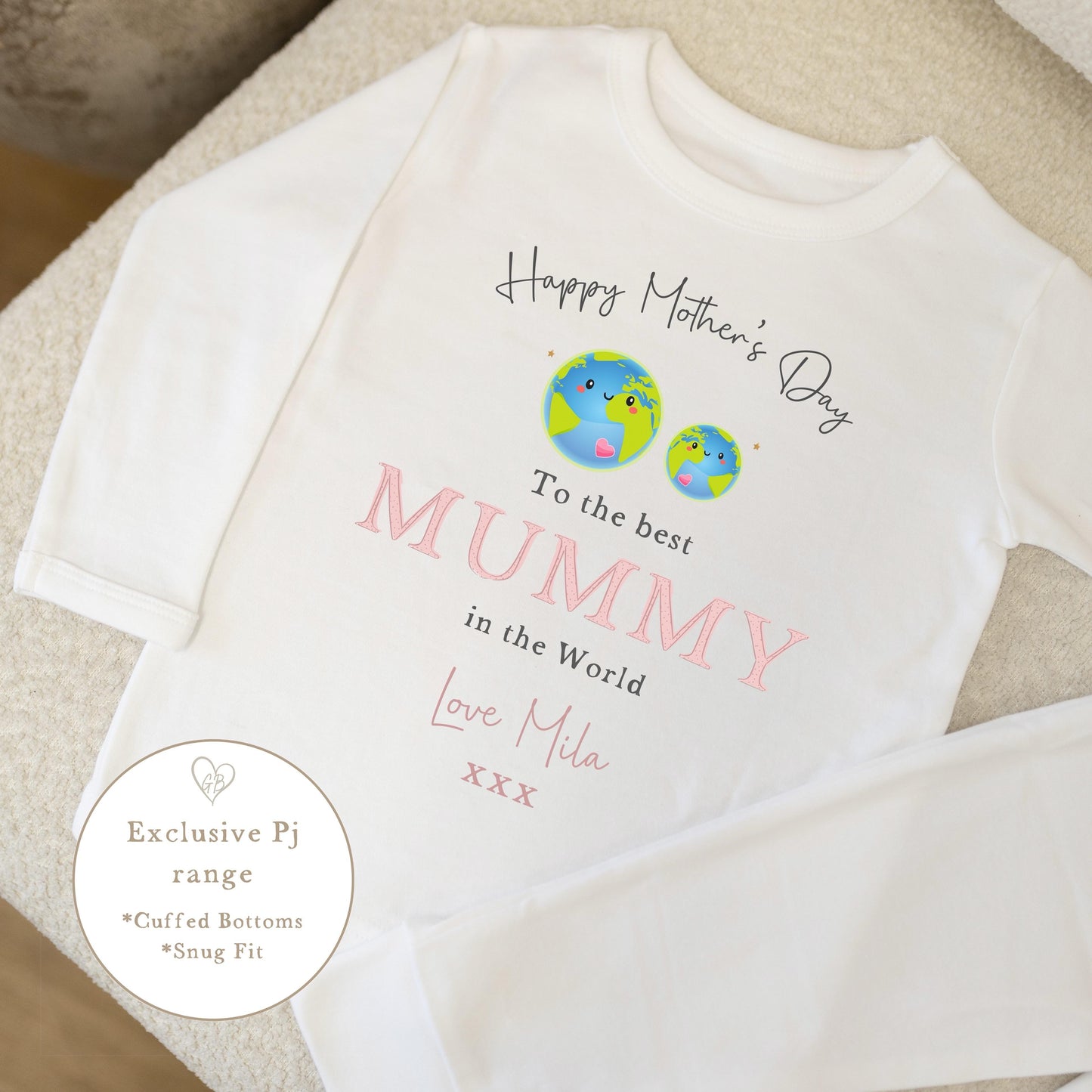 Personalised Mother's Day Pyjamas - Pink World Design
