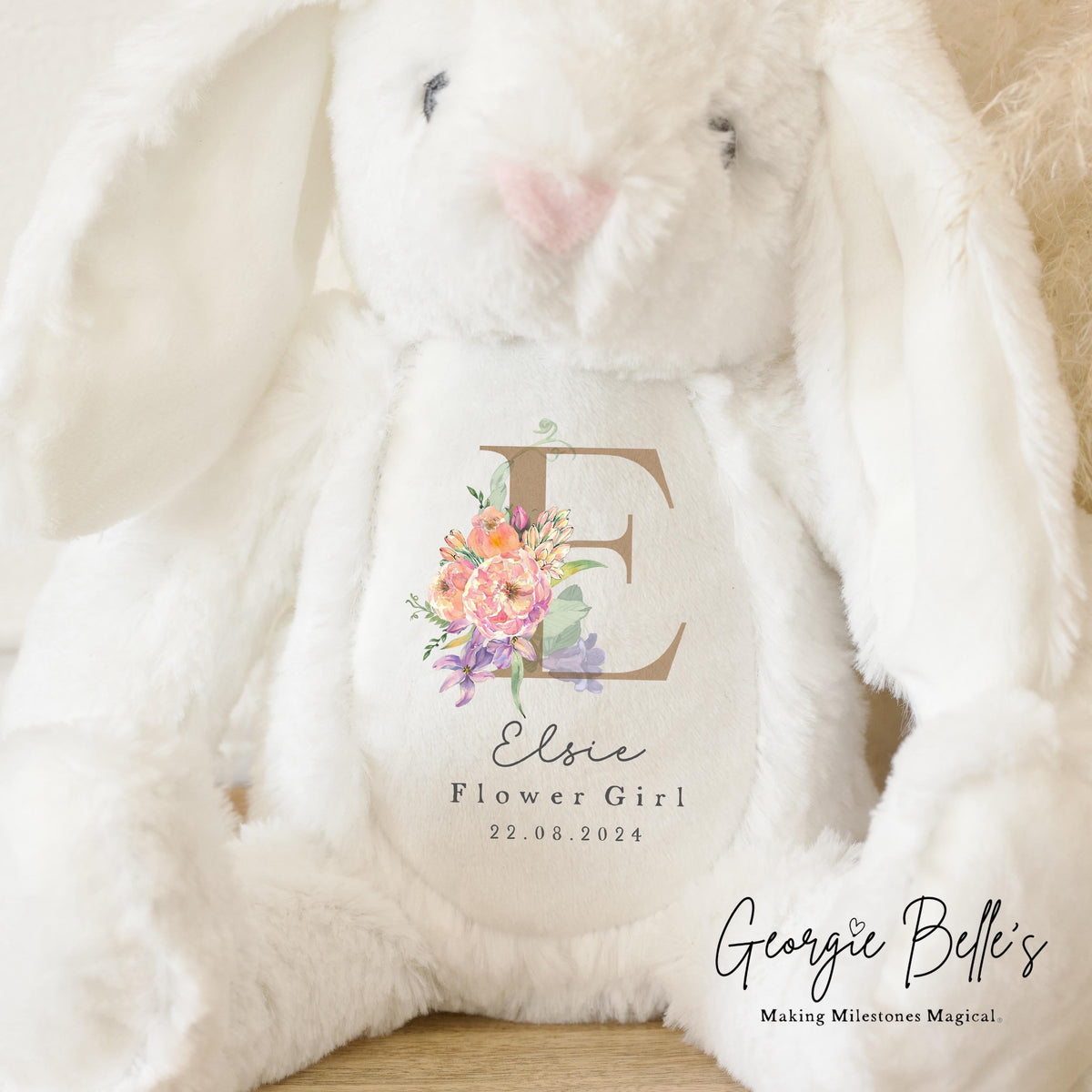 Personalised Flower Girl Babygrow / Short Sleeve Vest - Champagne Initial Design