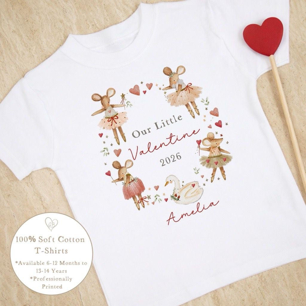Personalised Valentine's T-Shirt - Mouse Wreath Design
