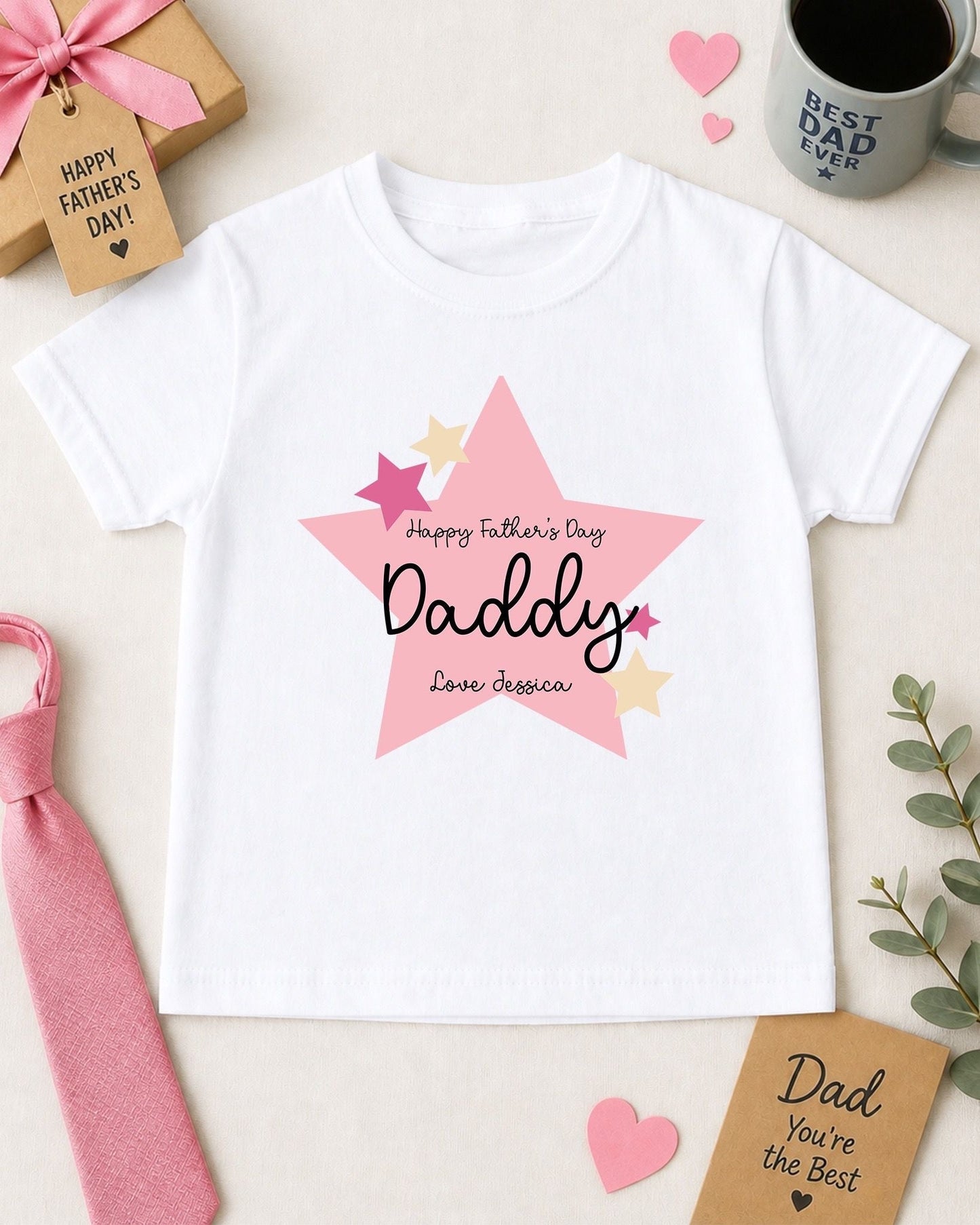 Father's Day T-Shirt - Pink Star Daddy Design