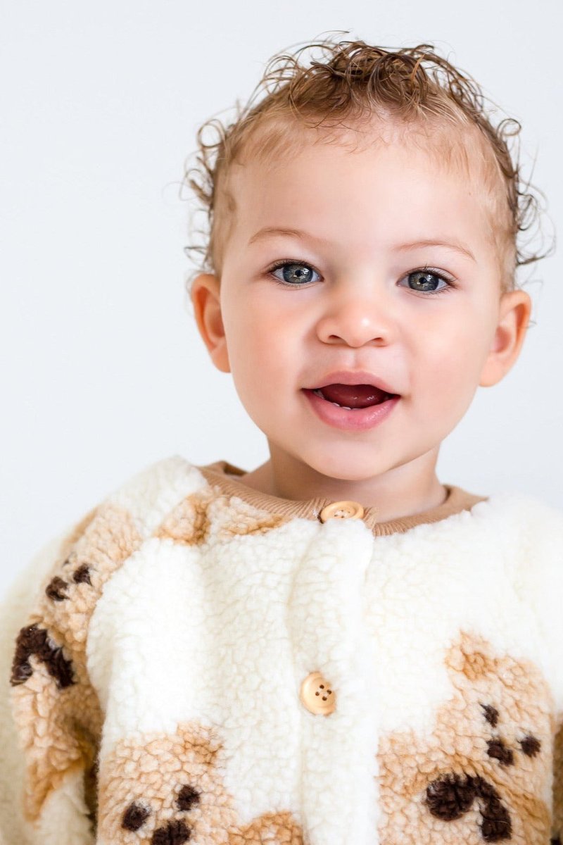Bear Fleece Romper Cream or Brown - Cozy Crew Club