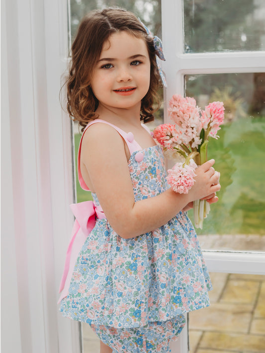 'Betsy' floral bow back bloomer set - Rose & Albert