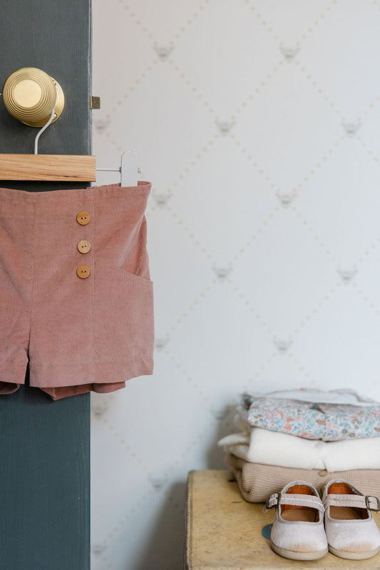 Corduroy buttons front shorts