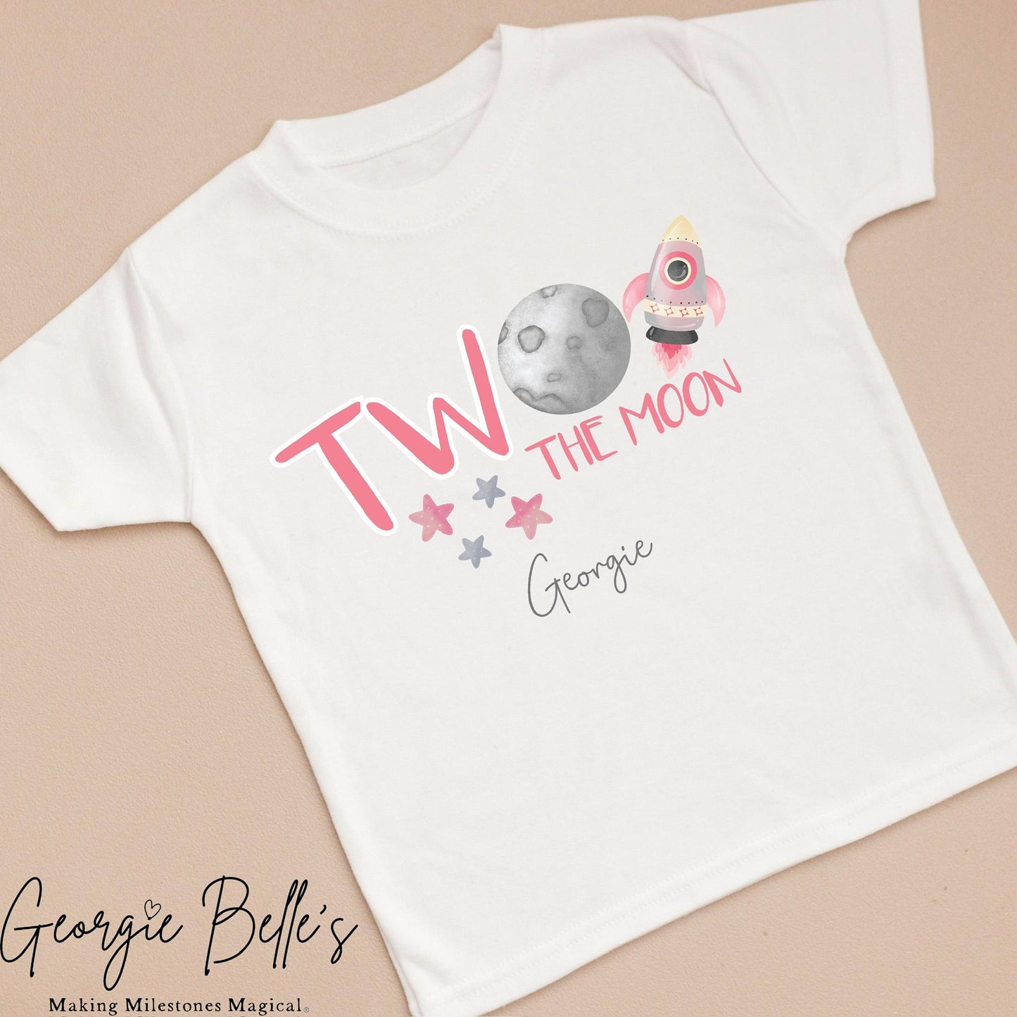 Personalised Birthday T-Shirt - Pink Moon Design