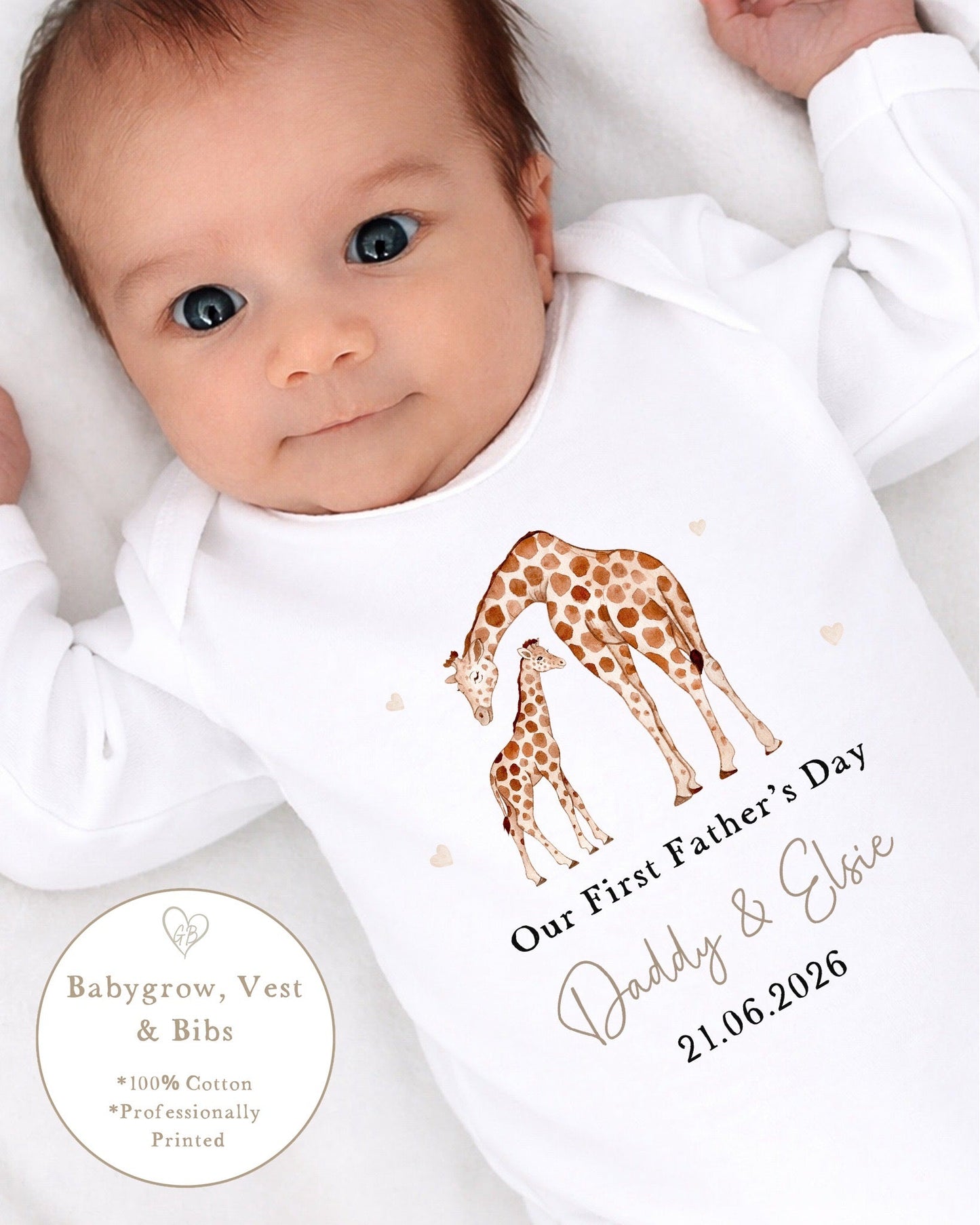 Personalised My First Father's Day Baby Vest / Babygrow - Giraffe Design