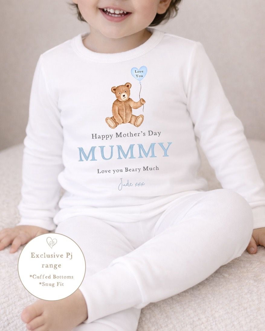 Personalised Mother's Day Pyjamas - Blue Bear Design