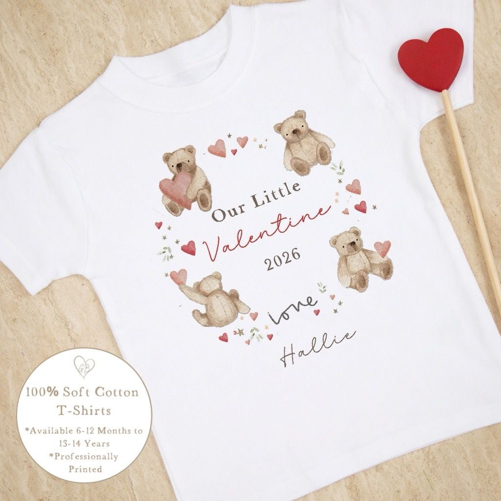 Personalised Valentine's T-Shirt - Bear Wreath Design