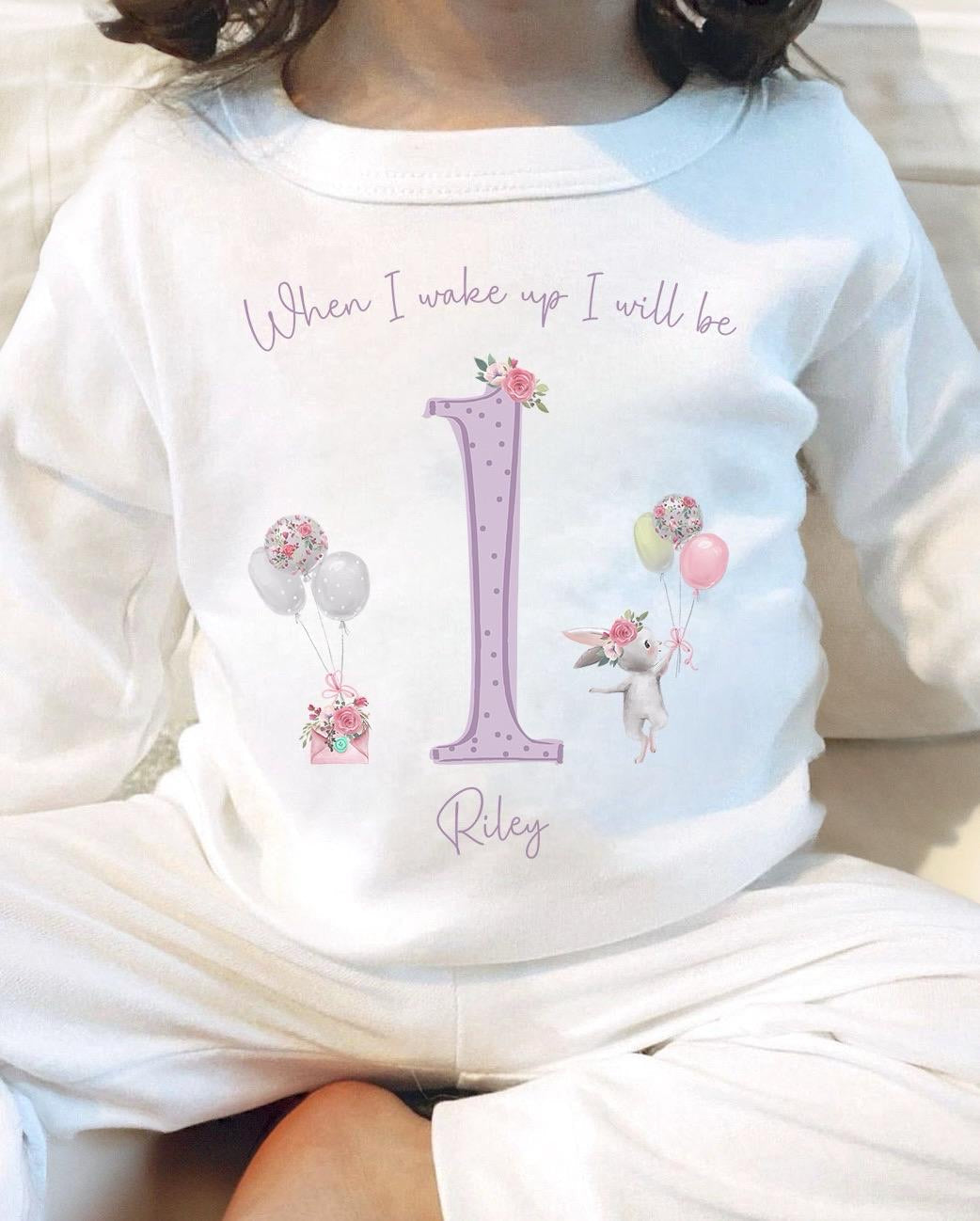 Personalised Birthday Pyjamas -  Lilac Bunny Party Design
