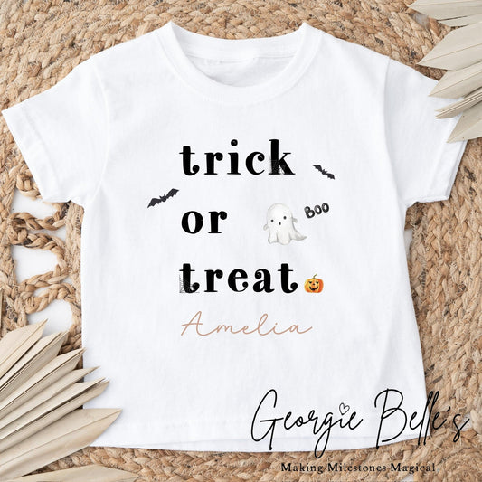 Personalised Halloween T-Shirt - Trick Or Treat Bat Design