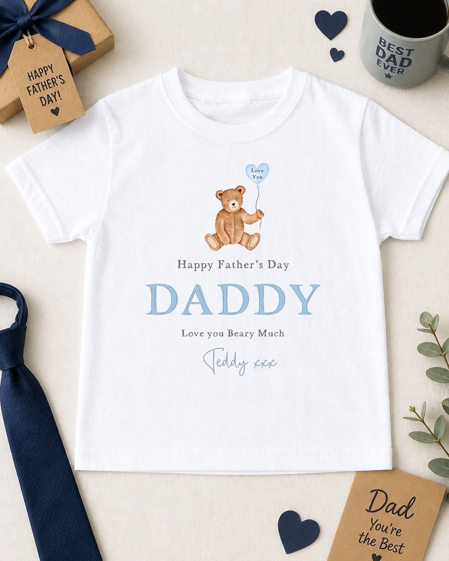 Father's Day T-Shirt - Blue Bear Balloon Design