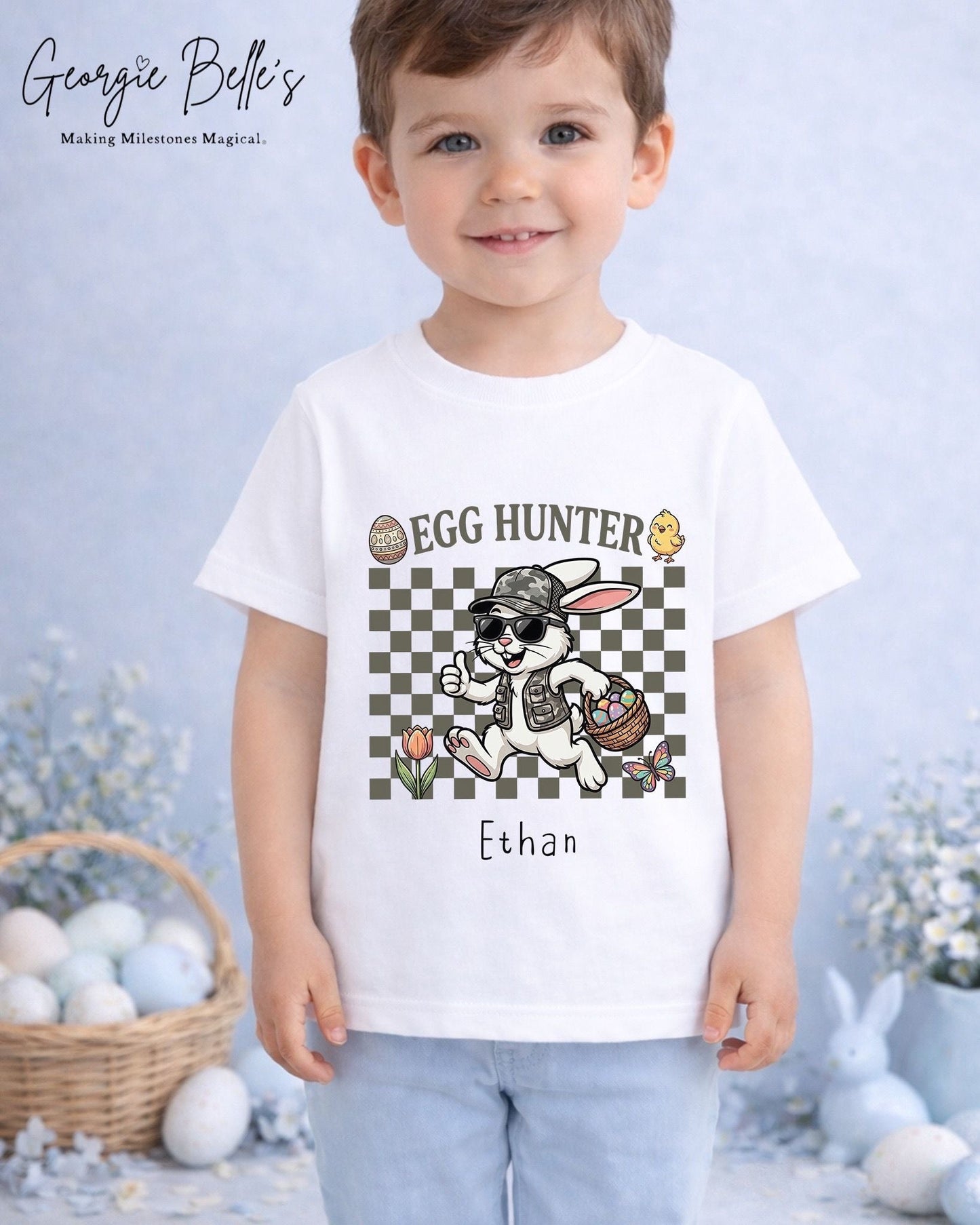 Personalised Easter T-Shirt - Egg Hunter Design