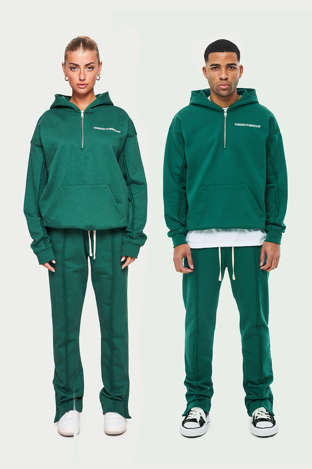 RAW SEAM STRAIGHT LEG JOGGERS - FOREST GREEN