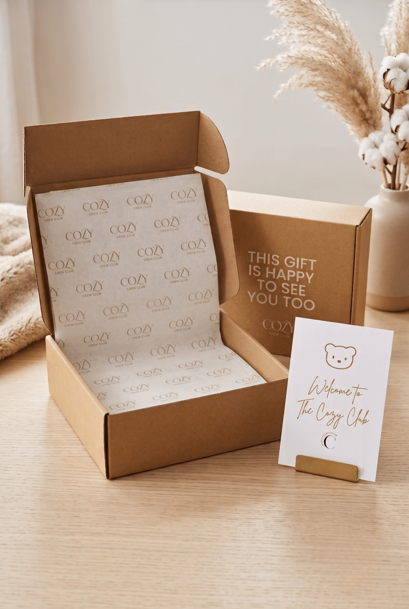 Cozy Crew Club Gift Box, Card & Tissue & Sticker