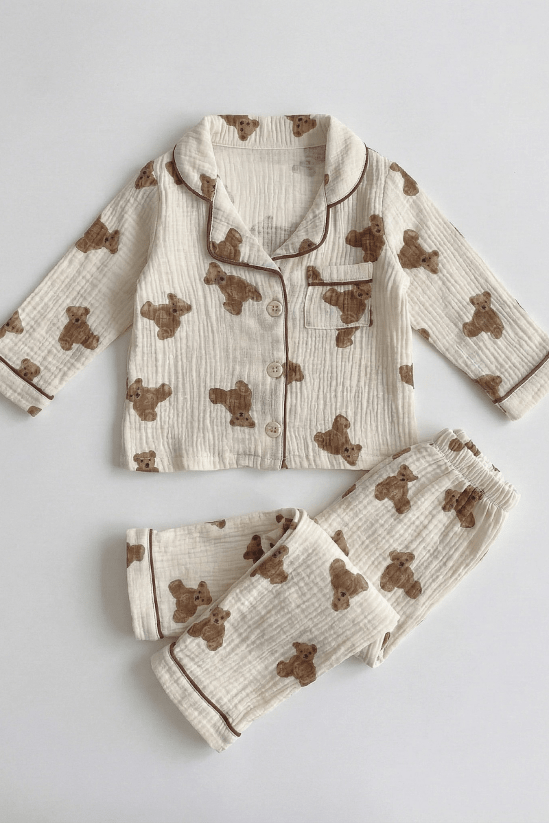 Cozy Bear Pyjamas - PJ Set 100% Cotton - Cozy Crew Club