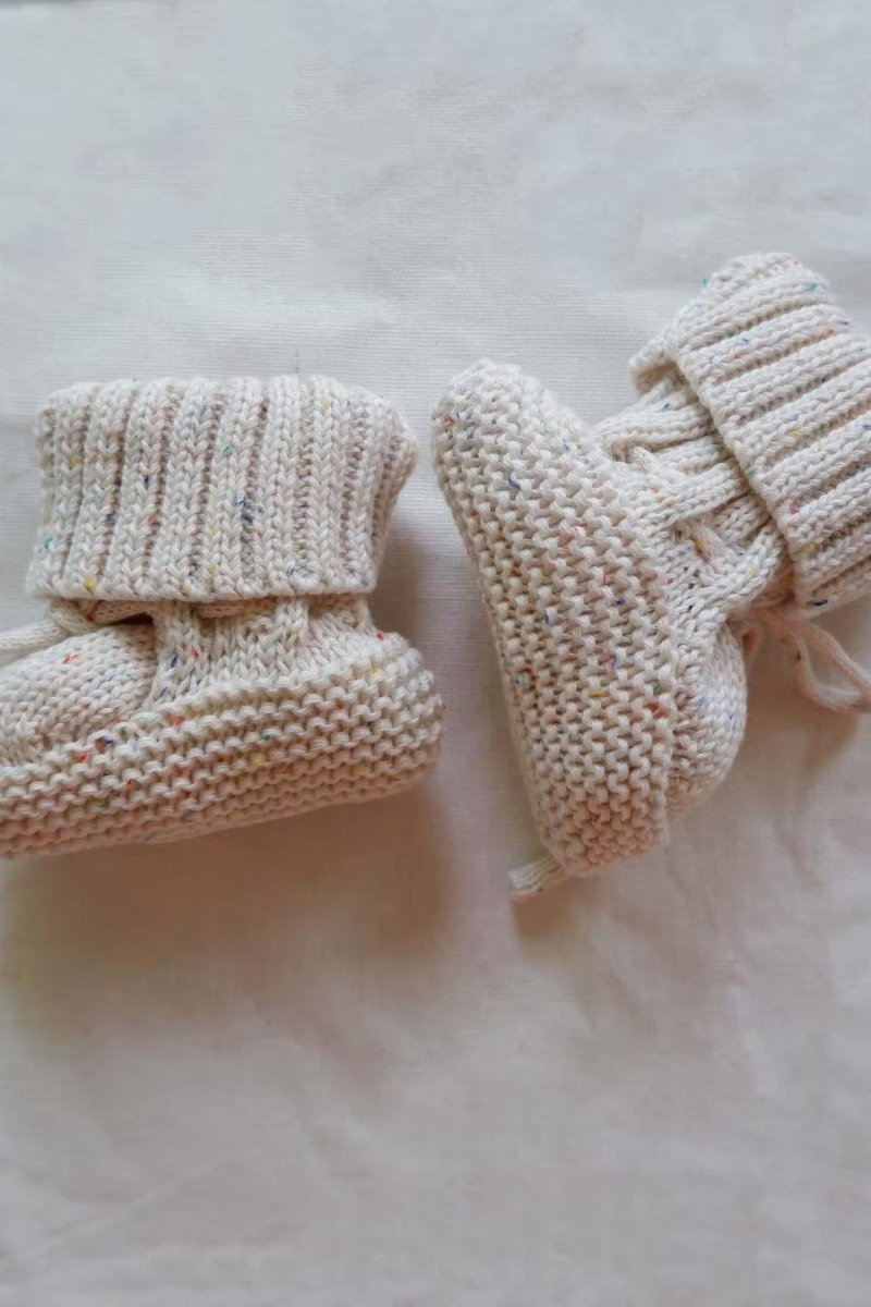 COZY Speckle Knit Booties 100% Cotton - Cozy Crew Club