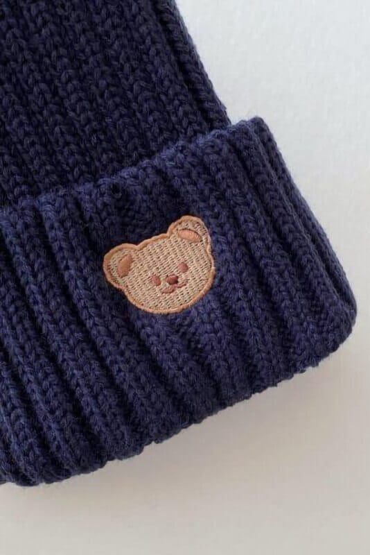 Knitted Bear Beanie Hats Multiple Colours - Cozy Crew Club