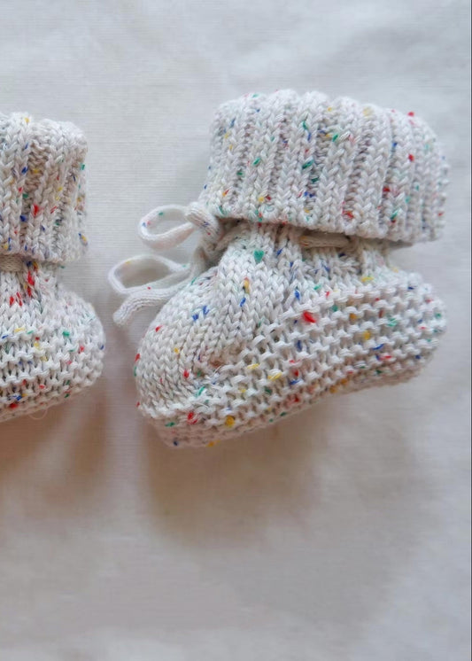Cozy Speckle Knit Booties 100% Cotton