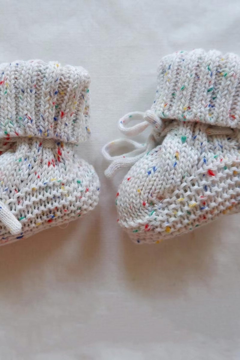 COZY Speckle Knit Booties 100% Cotton - Cozy Crew Club