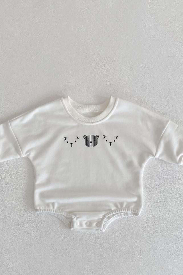 Joy Bear Bodysuit, White, Purple or Blue - Cozy Crew Club