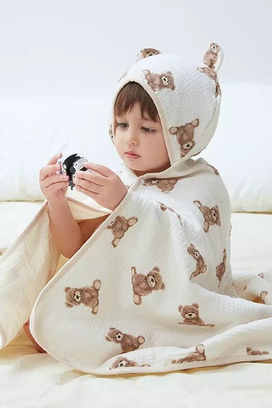 Baby Bear Hooded Bath Towel Receiving Blanket - Cozy Crew Club