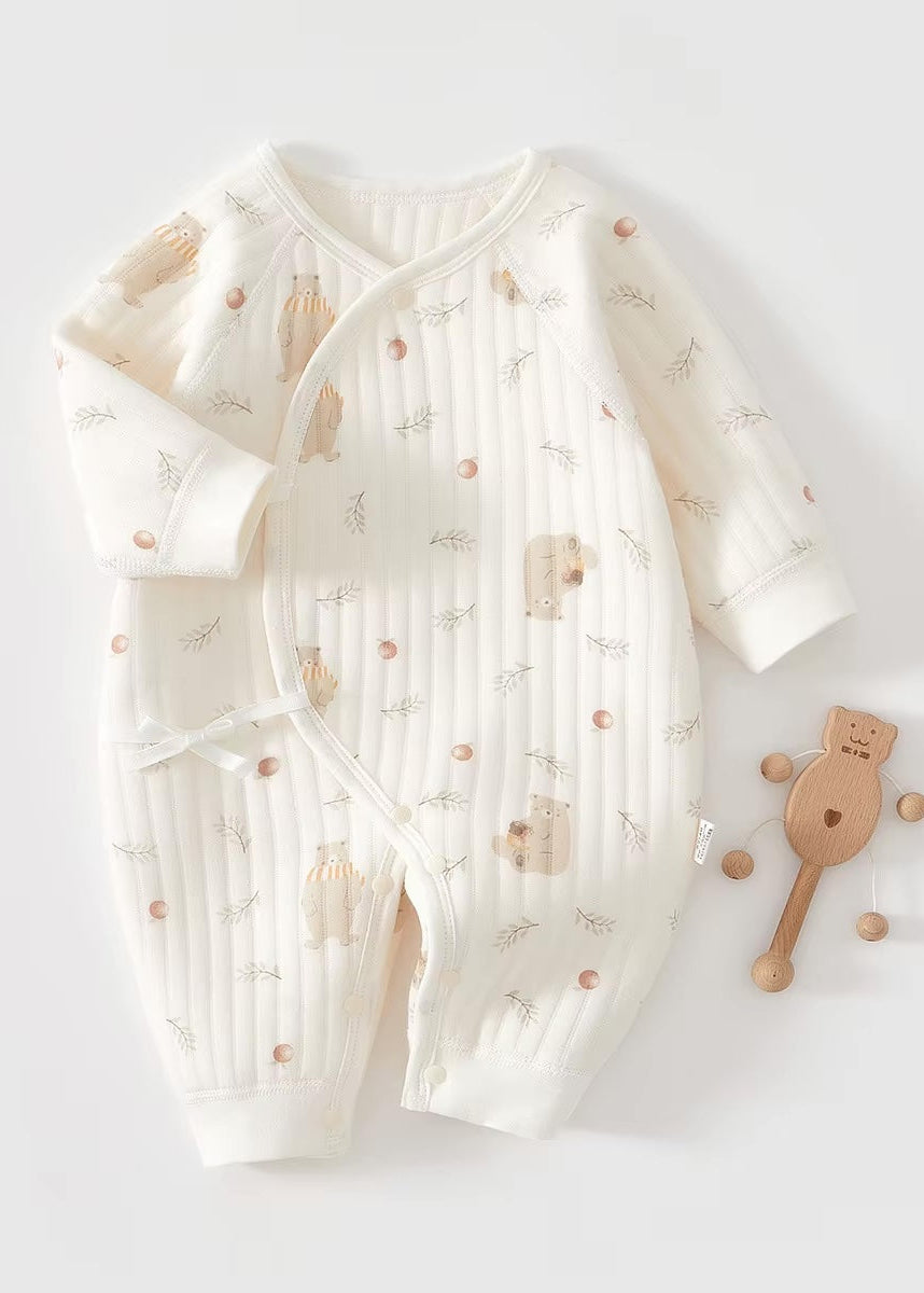 The Woodland Bear Boucle Wrap Baby Grow Romper
