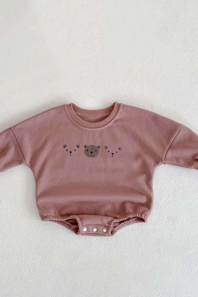 Joy Bear Bodysuit, White, Purple or Blue - Cozy Crew Club
