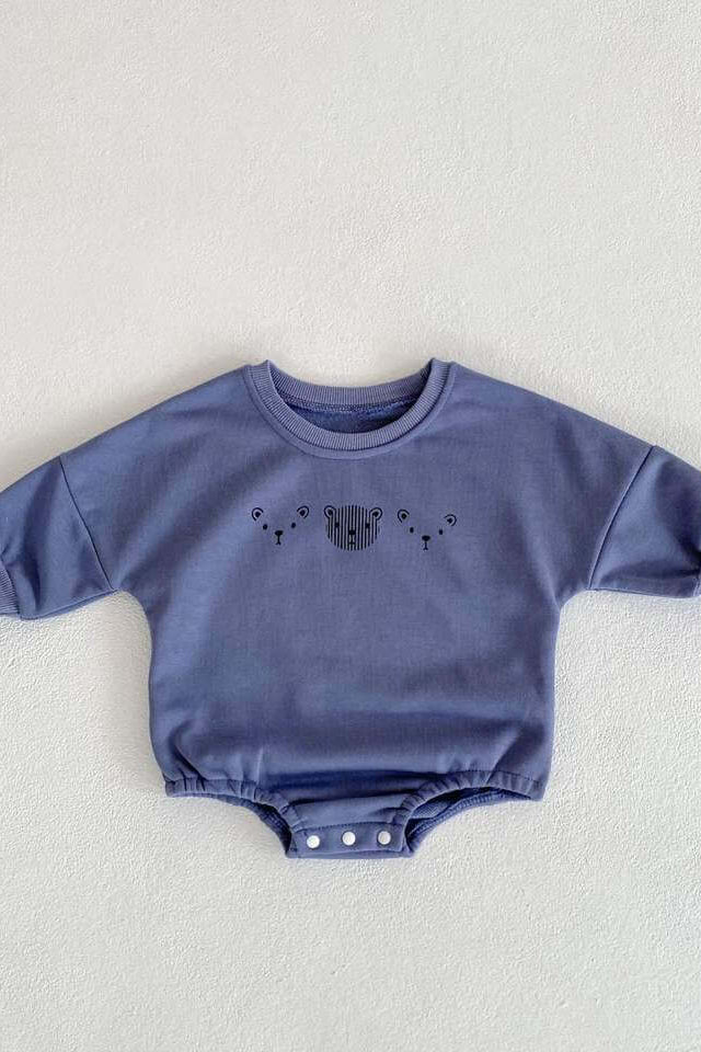 Joy Bear Bodysuit, White, Purple or Blue - Cozy Crew Club
