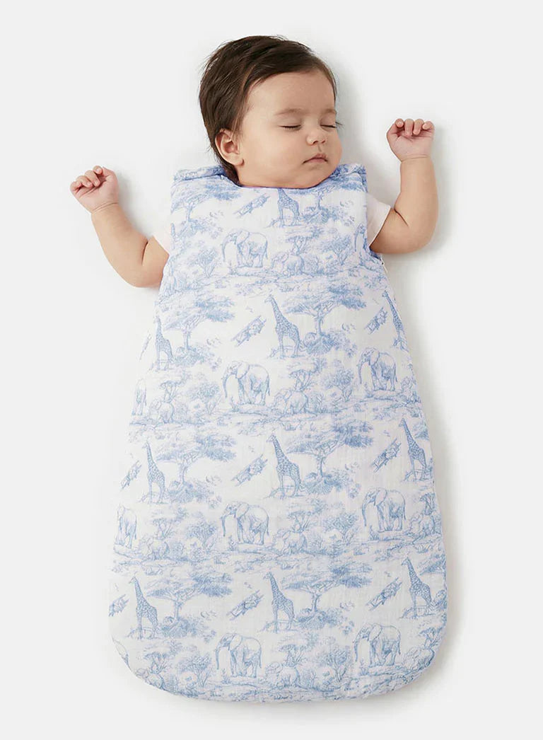 The Little Toile Blue Sleeping Bag - Rose & Albert