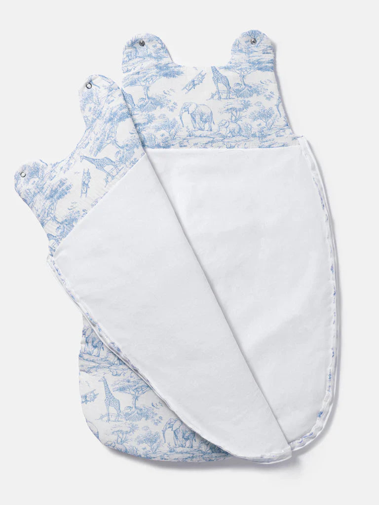 The Little Toile Blue Sleeping Bag - Rose & Albert