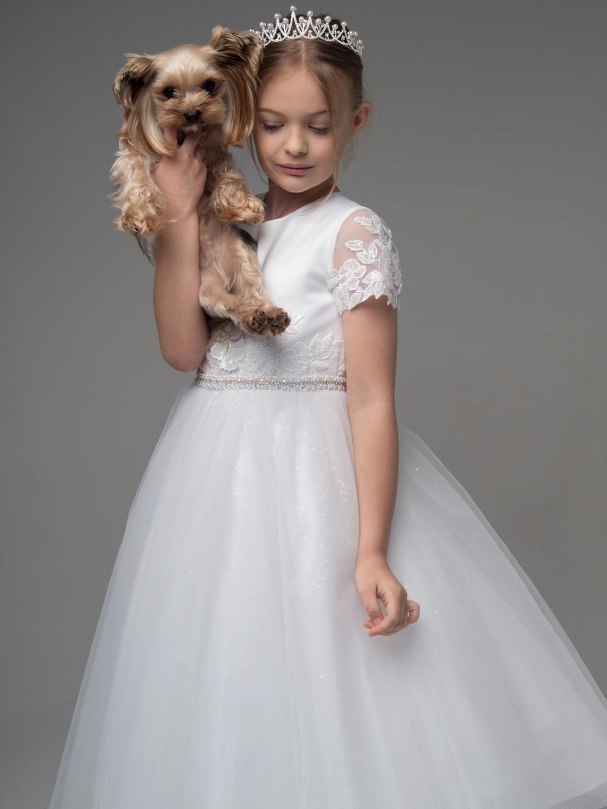 'Nancy' White Communion Dress - Rose & Albert