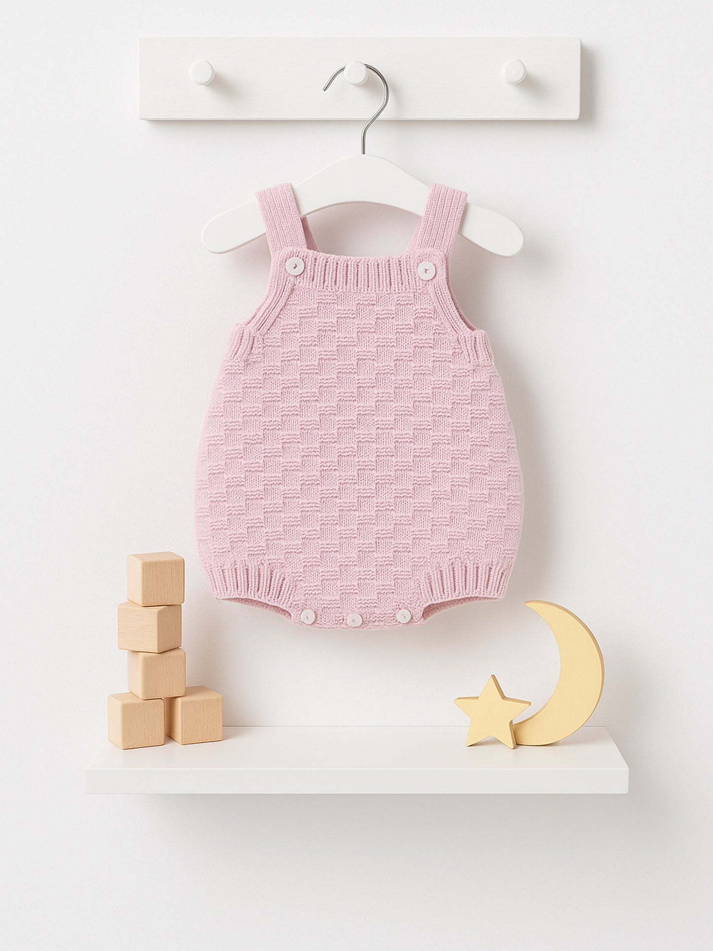 Merino Wool Pink Knitted Romper - Rose & Albert