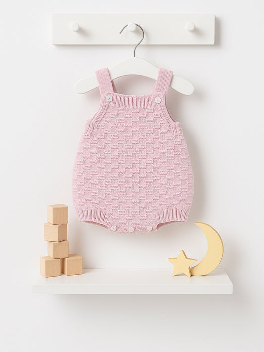 Merino Wool Pink Knitted Romper - Rose & Albert