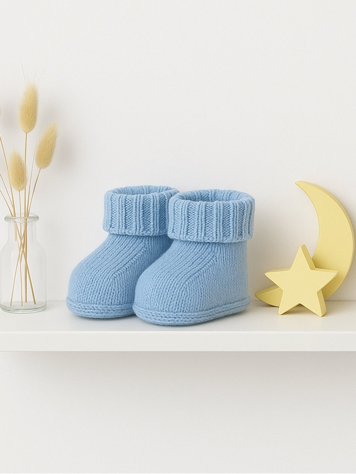 Merino Wool Blue Knitted Booties - Rose & Albert