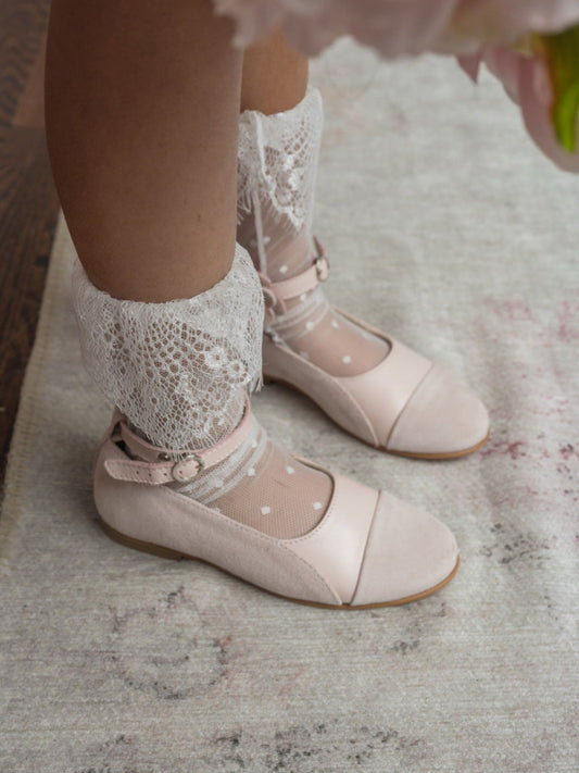 Petite Maison Kids Ivy Polka Dot Lace Sock in White