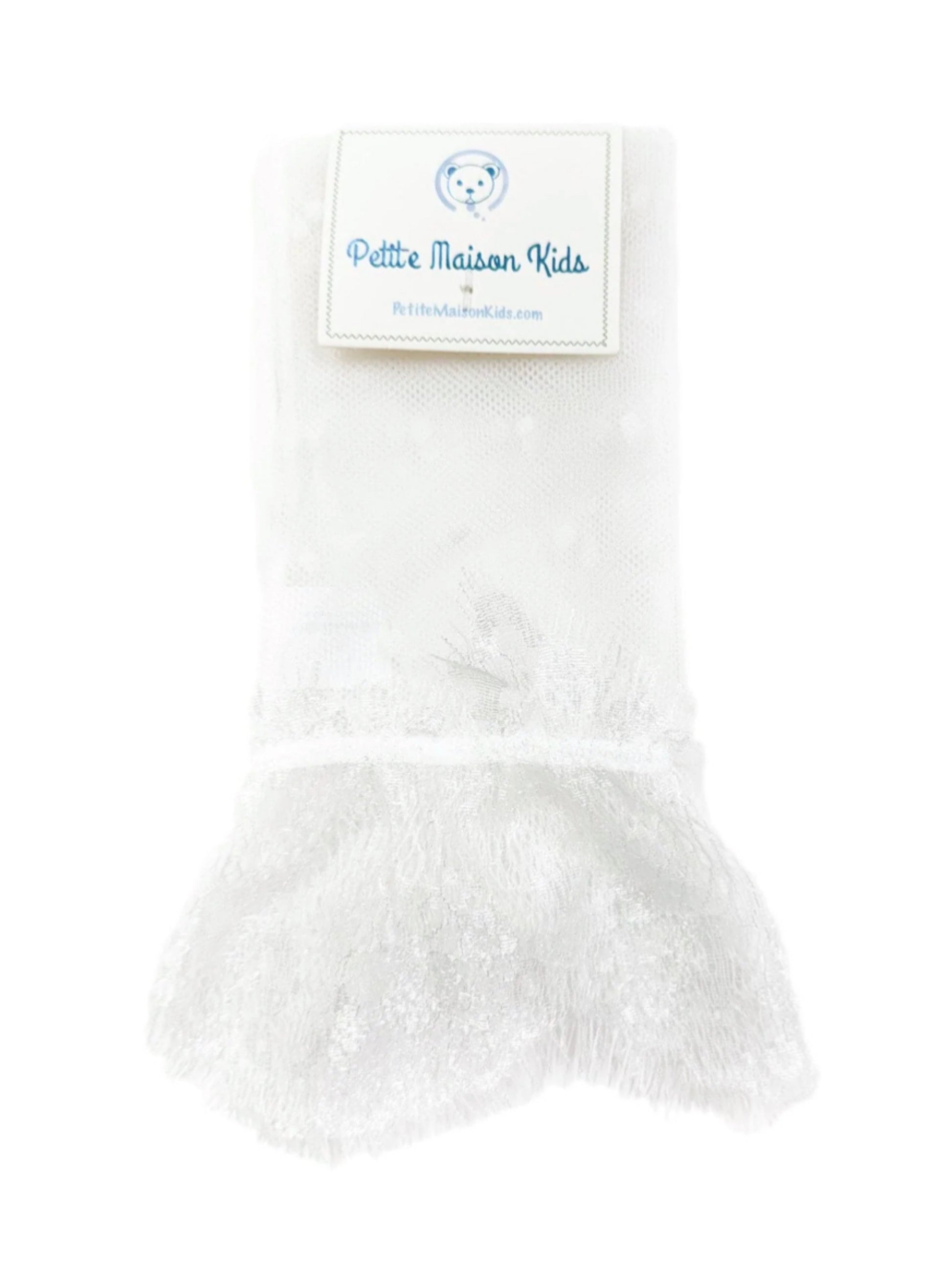Petite Maison Kids Ivy White Polka Dot Lace Sock - Rose & Albert