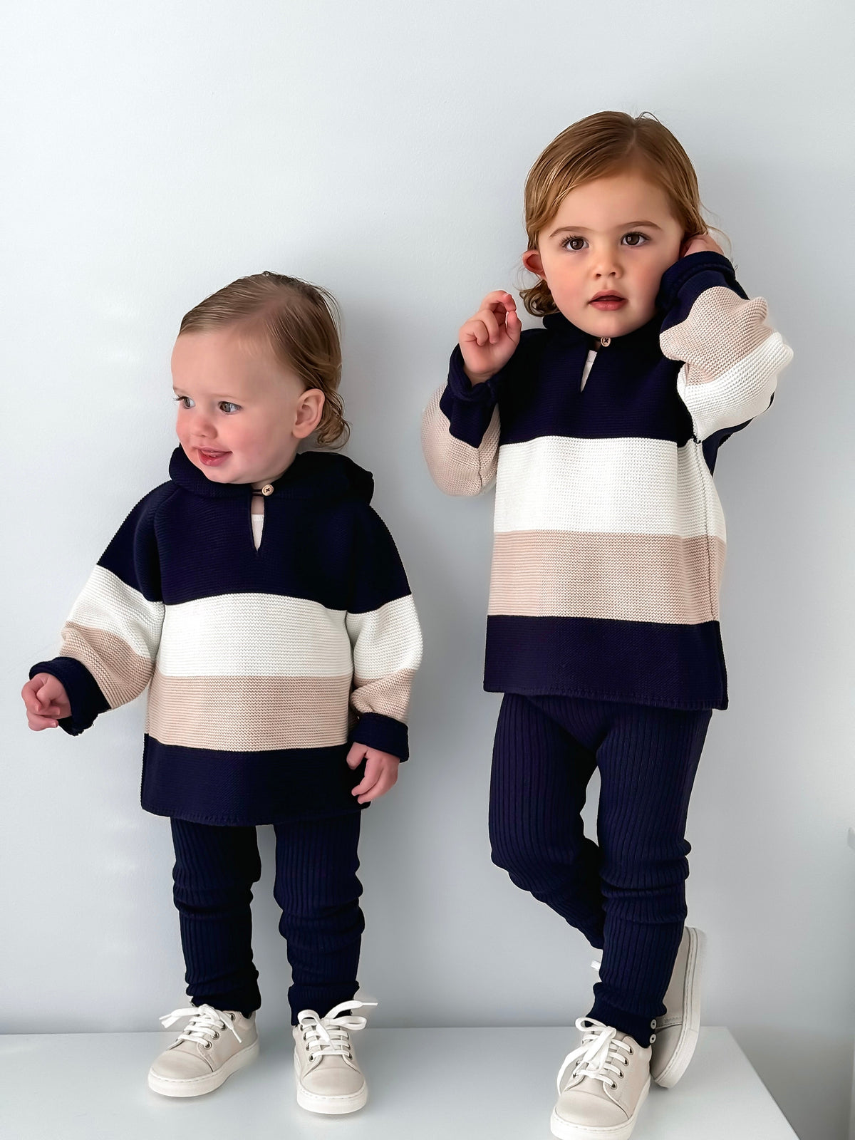 'Leo' Navy & Beige Hoodie & Trouser Set - Rose & Albert