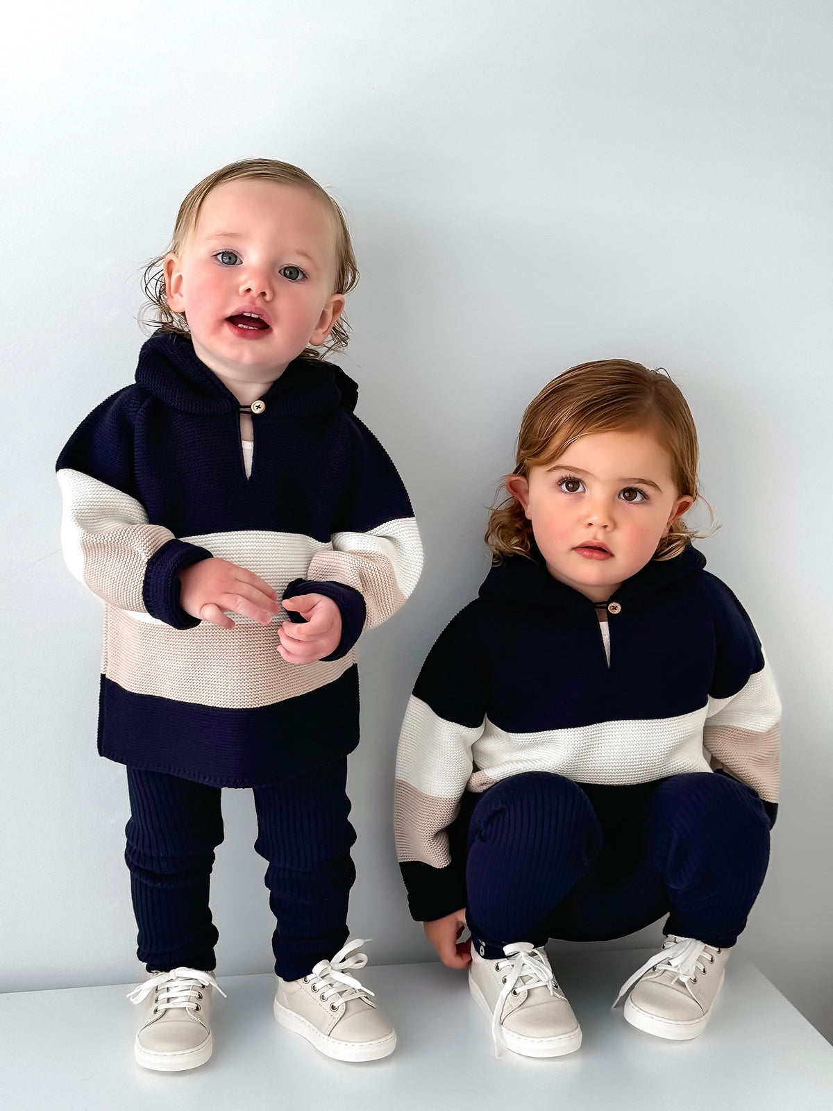 'Leo' Navy & Beige Hoodie & Trouser Set - Rose & Albert