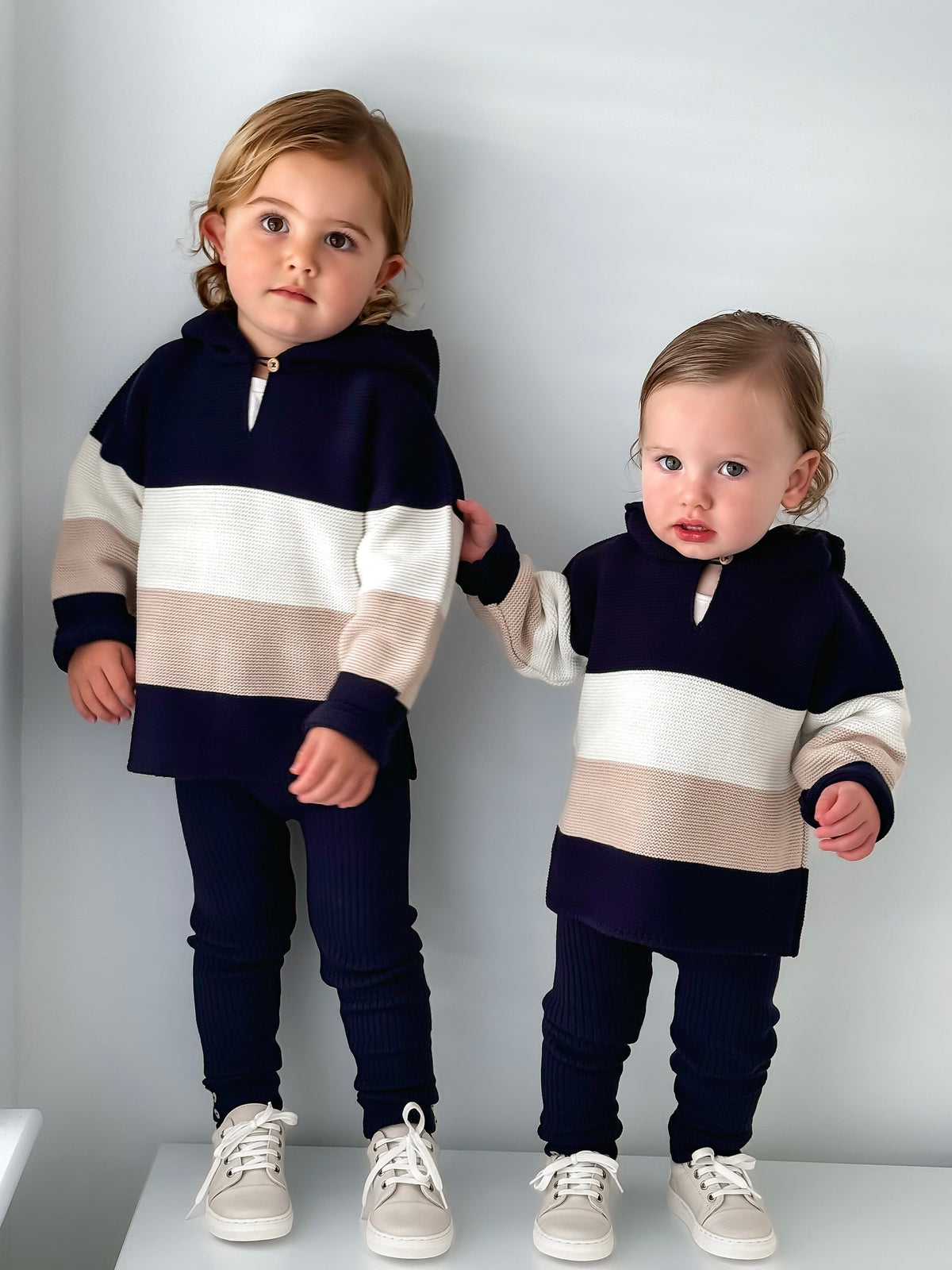 'Leo' Navy & Beige Hoodie & Trouser Set - Rose & Albert