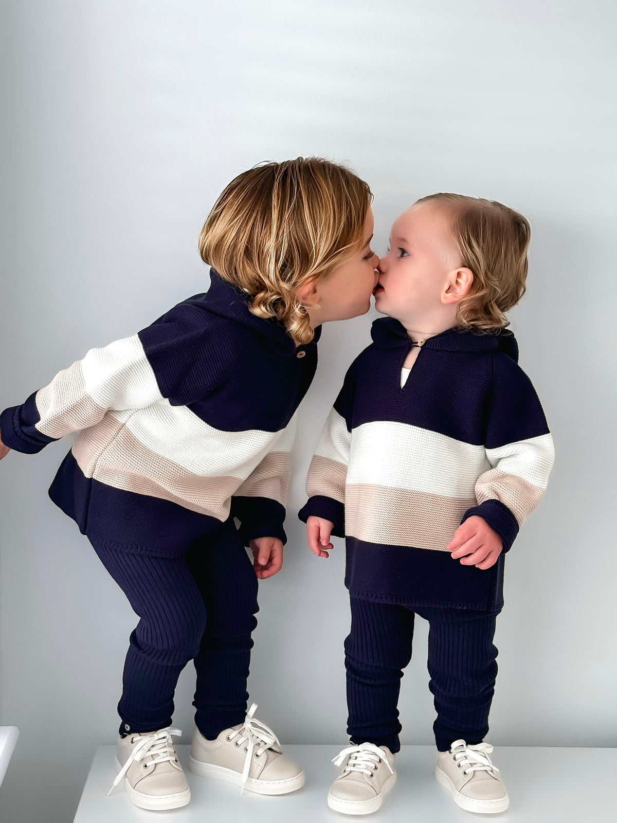 'Leo' Navy & Beige Hoodie & Trouser Set - Rose & Albert